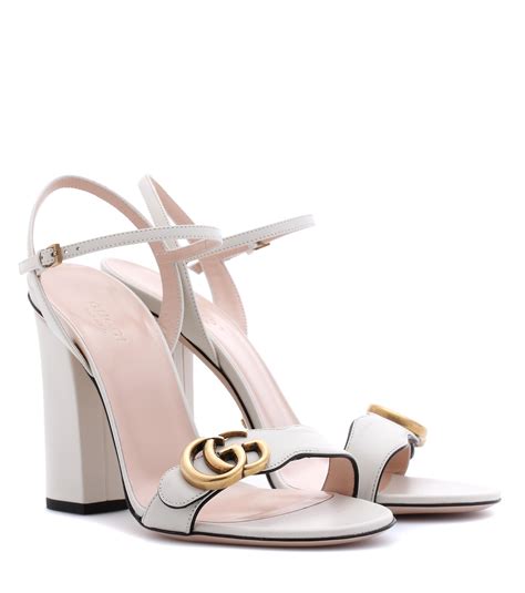 gucci white sandals heels|gucci marmont open toe sandals.